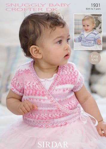 Knitting Pattern 1931 - Baby & Girl Ballet Cardigan in Baby Crofter DK