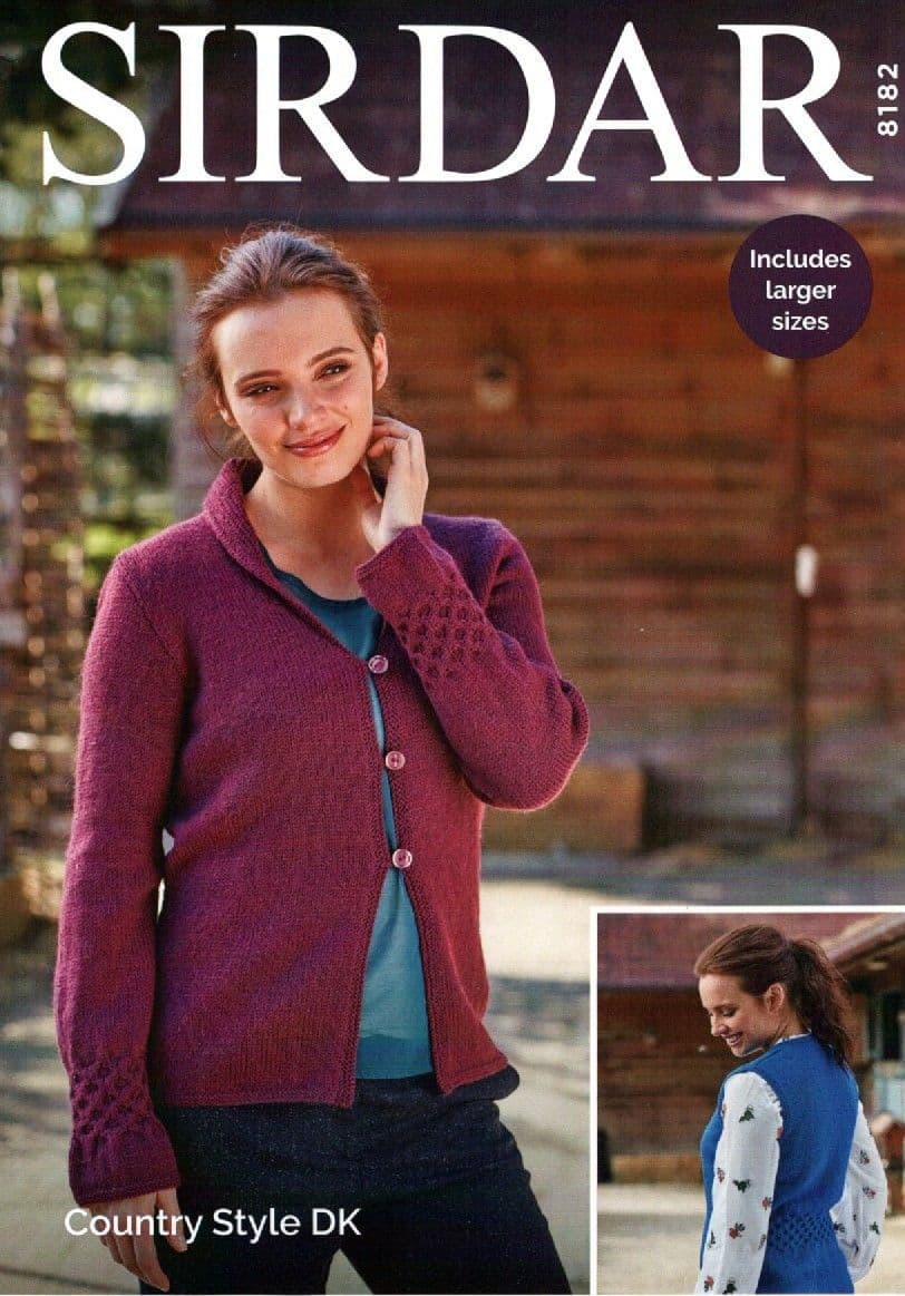 Knitting Pattern 8182 - Cardigan & Waistcoat in Country Style DK