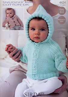 Knitting Pattern 4424 - Cardigans in Baby Cotton DK