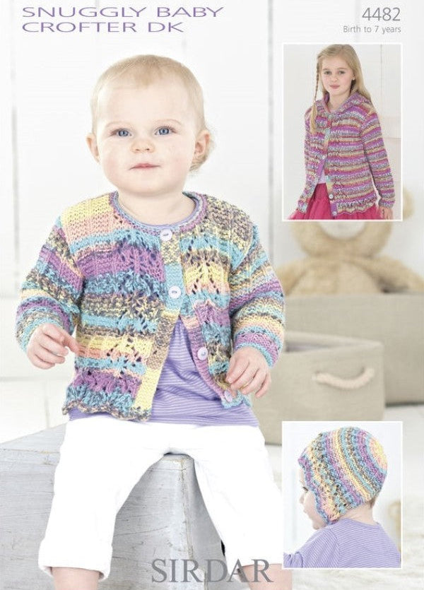 Knitting Pattern 4482 - Cardigan & Bonnet in Baby Crofter DK