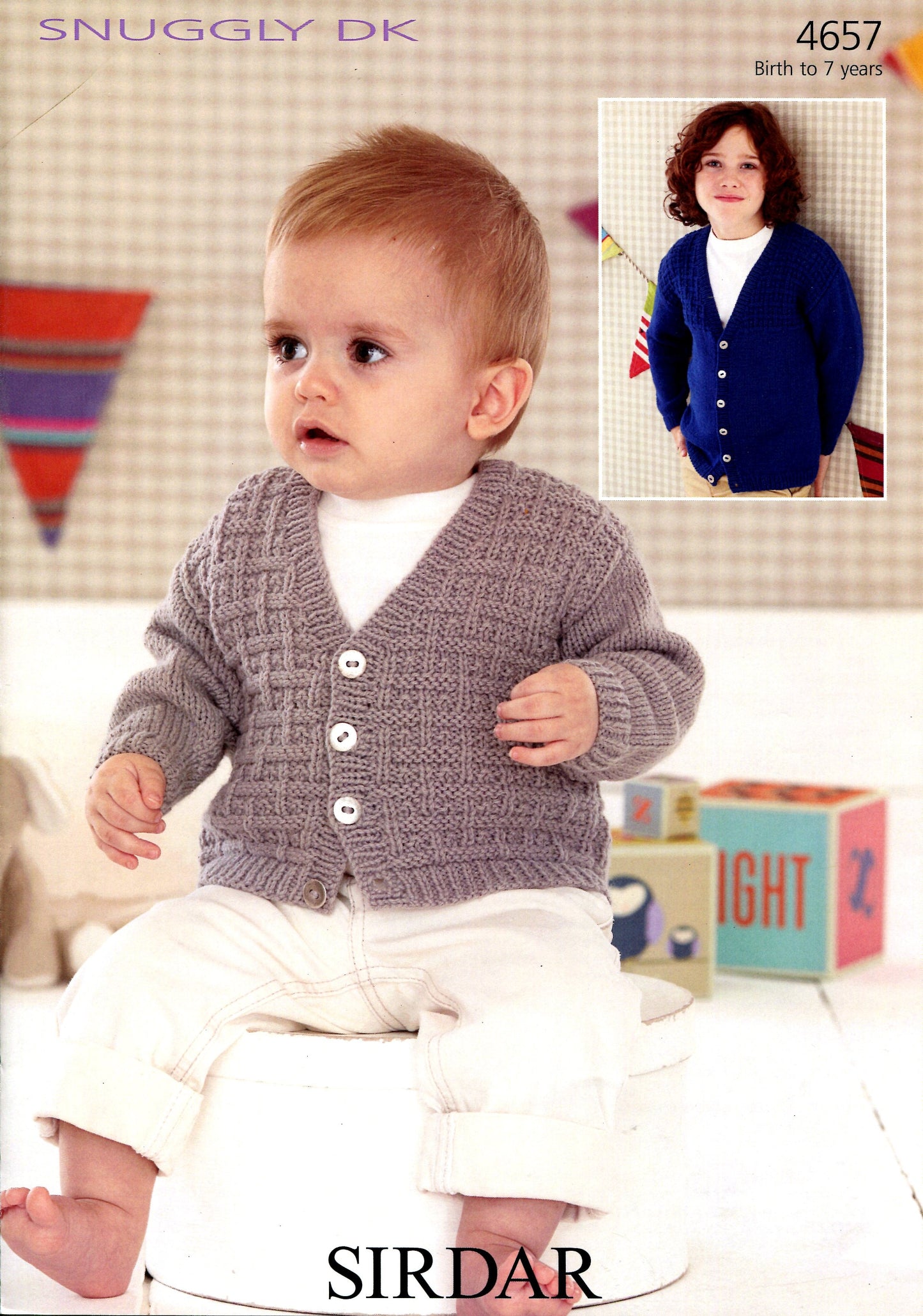 Knitting Pattern 4657 - Boys V-Neck Cardigans in Snuggly DK