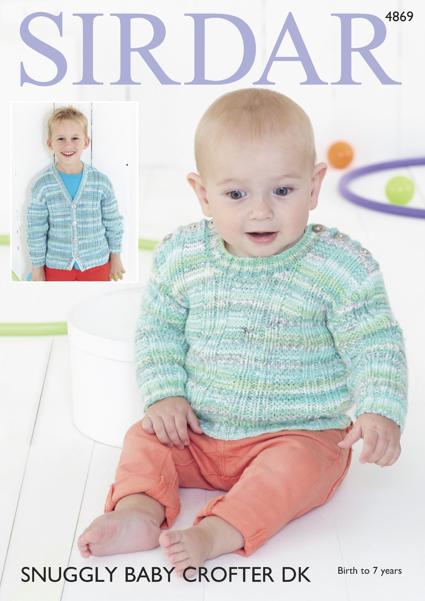 Knitting Pattern 4869 -  Cardigan & Jumper in Baby Crofter DK