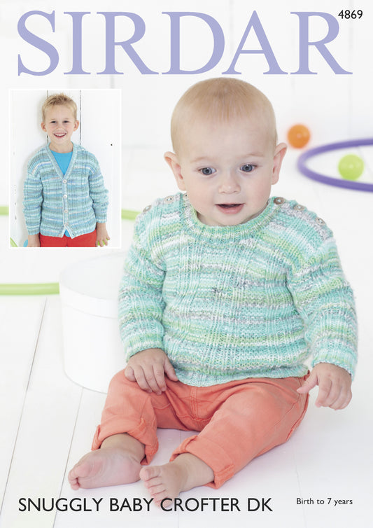 Knitting Pattern 4869 -  Cardigan & Jumper in Baby Crofter DK
