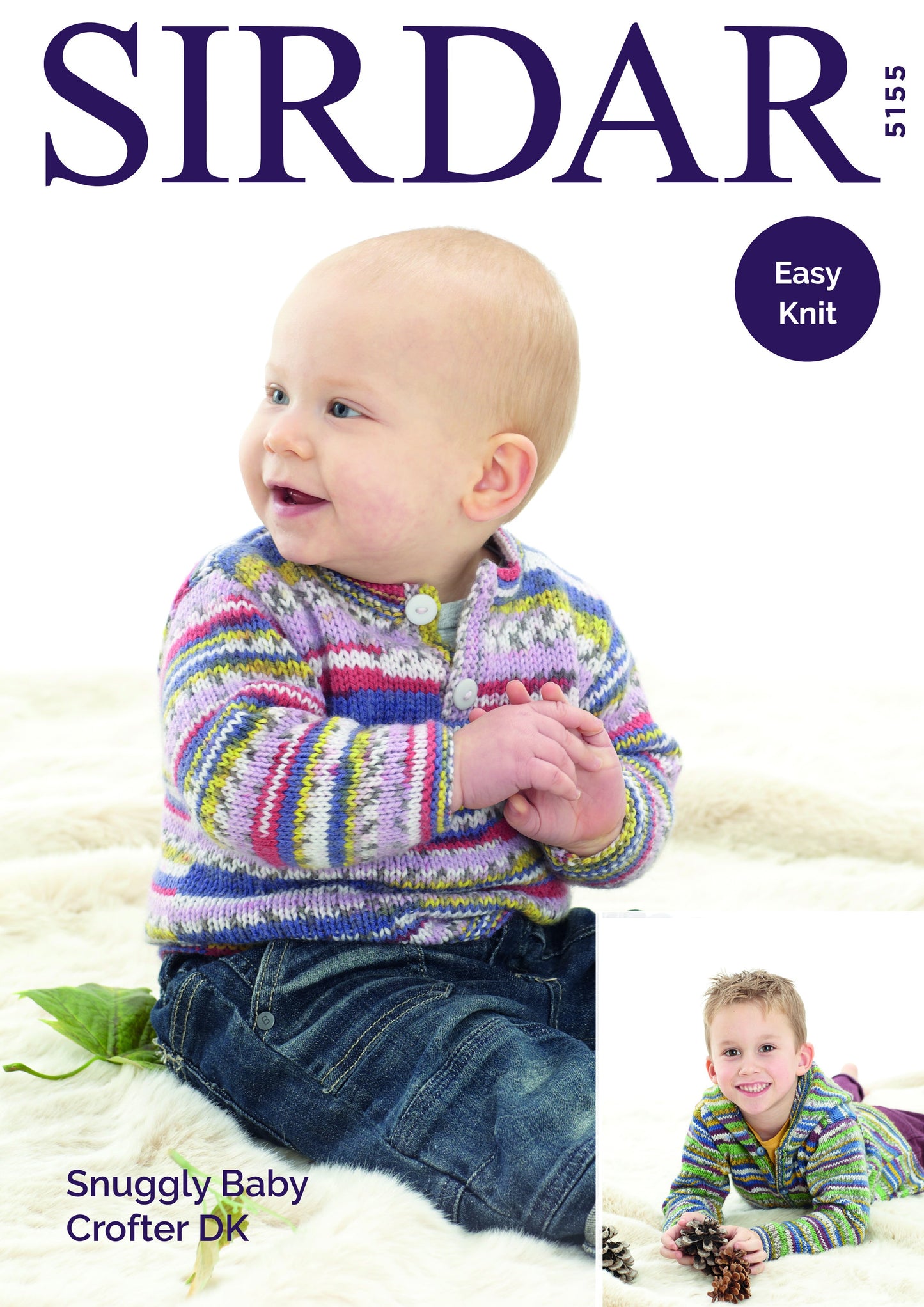 Knitting Pattern 5155 - Sweater & Cardigan with Hood in Baby Croter DK