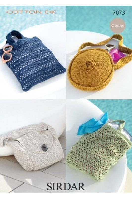 Crochet Pattern 7073 - Crochet Bags in Cotton DK