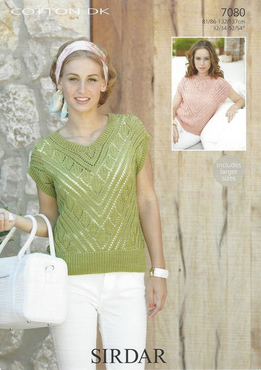 Knitting Pattern 7080 - Tops in Cotton DK