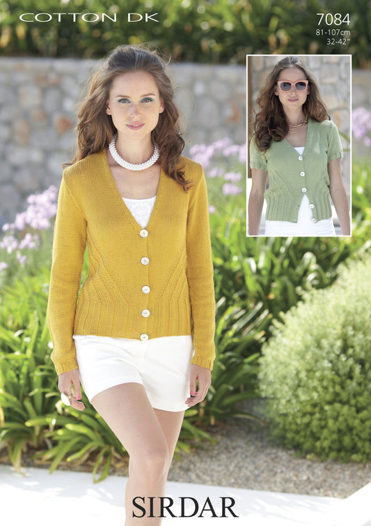 Knitting Pattern 7084 - Womans Cardigan in Cotton DK