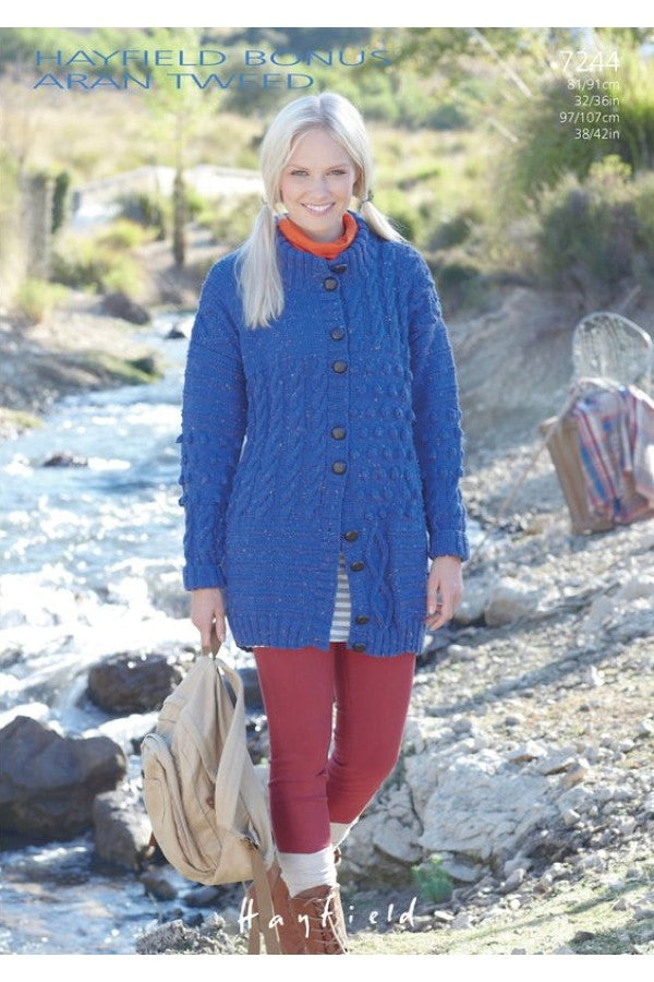 Knitting Pattern 7244 - Jacket in Bonus Aran Tweed