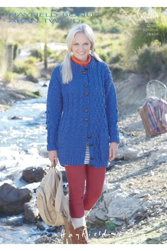 Knitting Pattern 7244 - Jacket in Bonus Aran Tweed