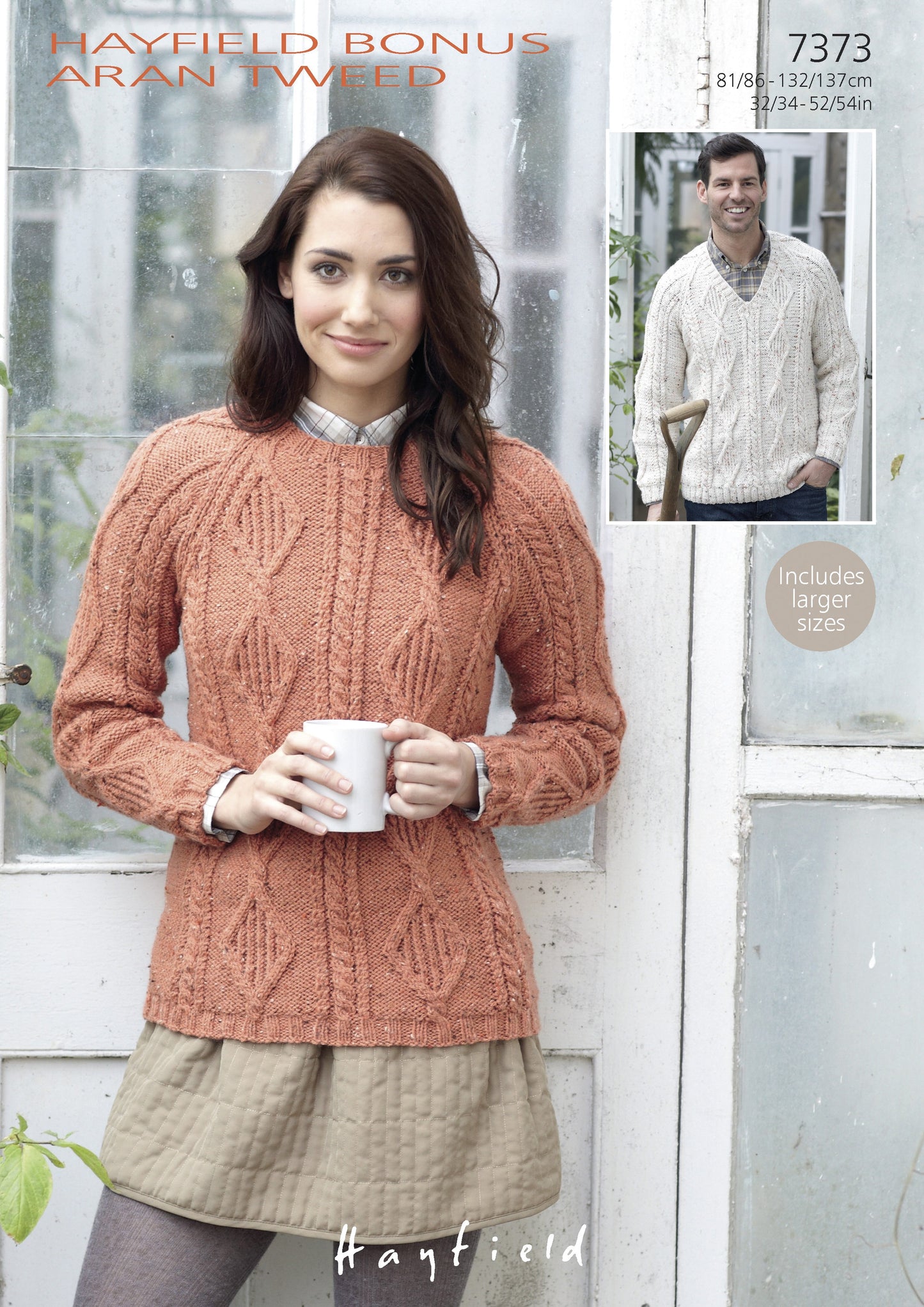 Knitting Pattern 7373 - Sweaters in Bonus Aran Tweed