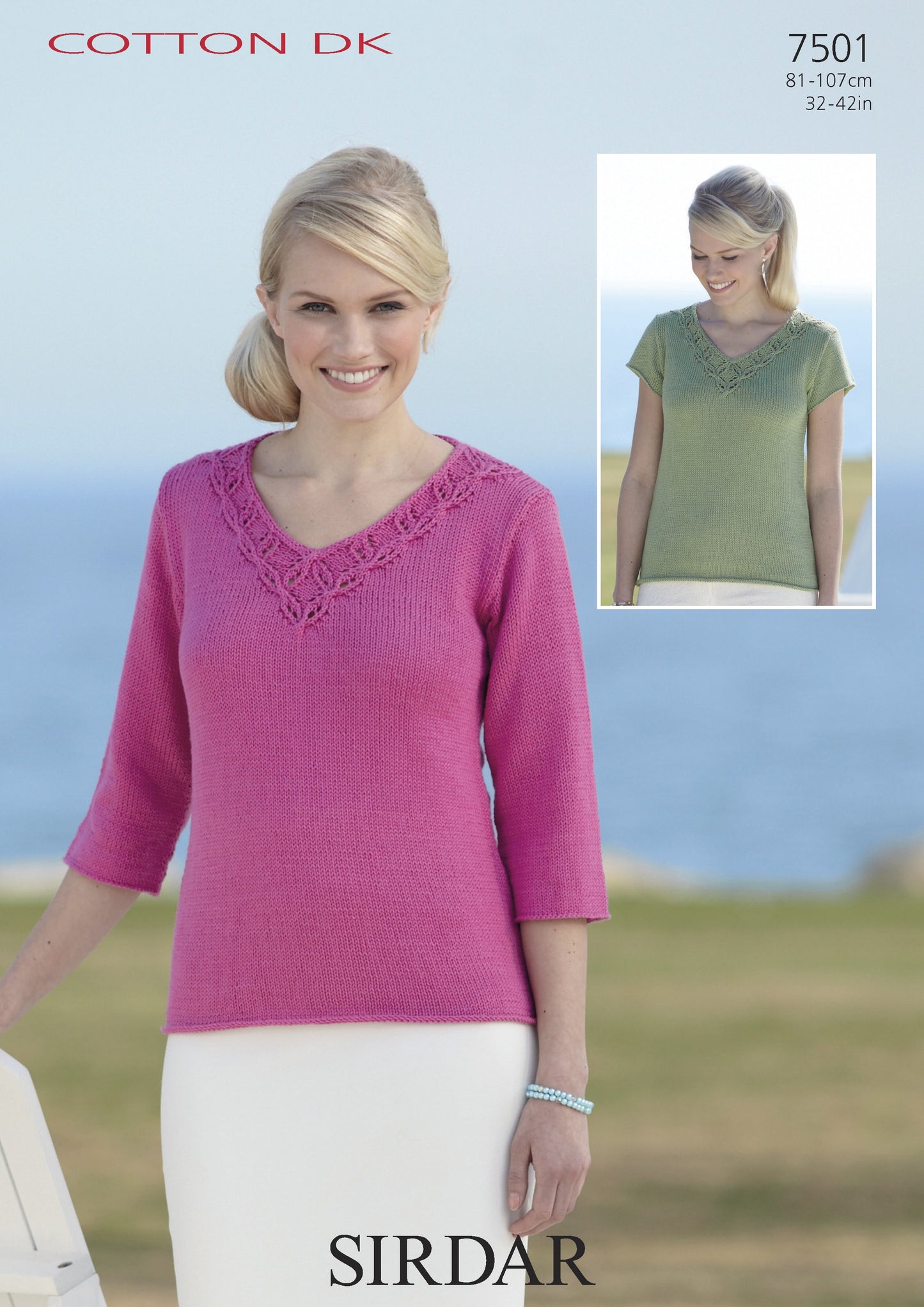 Knitting Pattern 7501 - Sweaters in Cotton DK