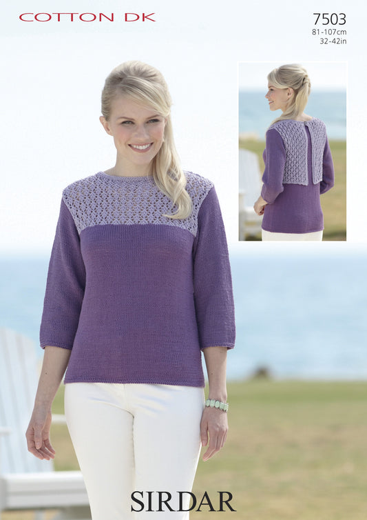 Knitting Pattern 7503 - Top in Cotton DK