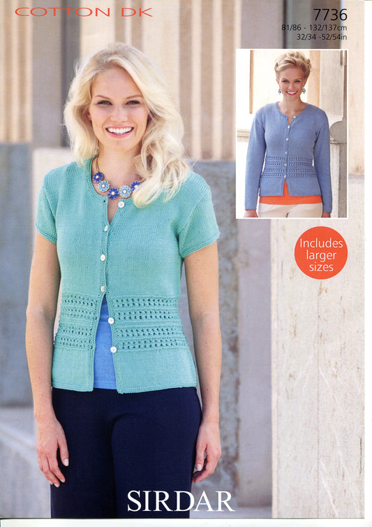 Knitting Pattern 7736 - Cardigans in Cotton DK
