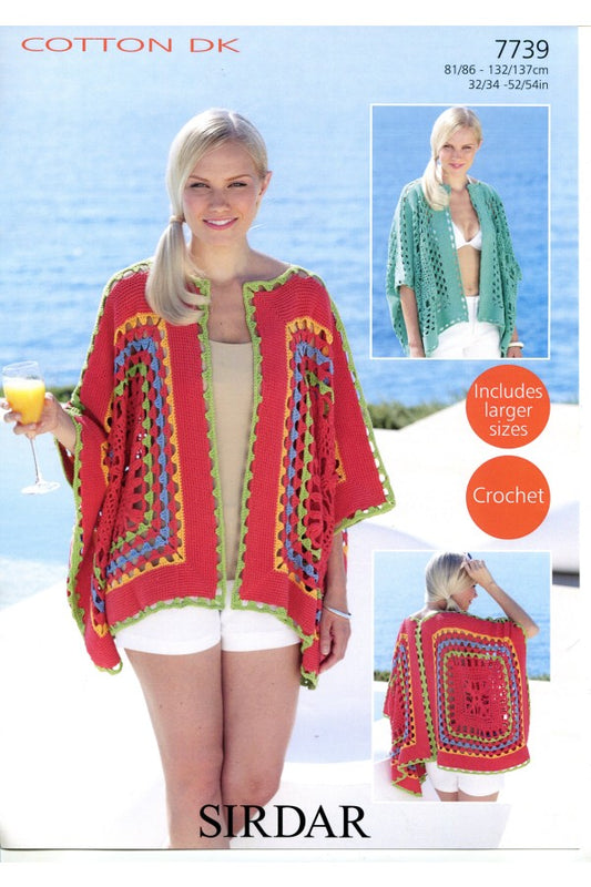 Crochet Pattern 7739 - Kimono Jacket in Cotton DK