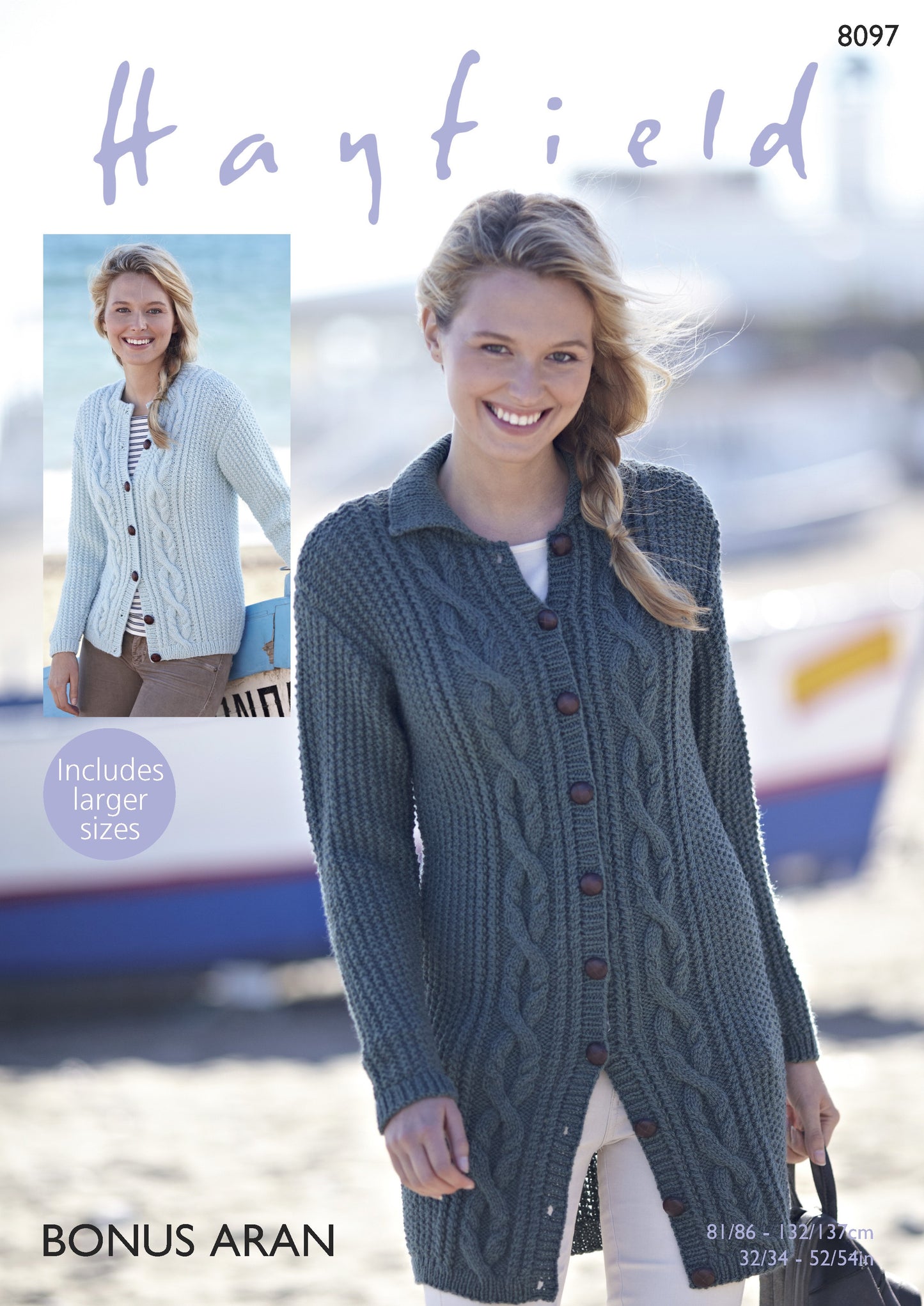 Knitting Pattern 8097 - Cardigans in Bonus Aran