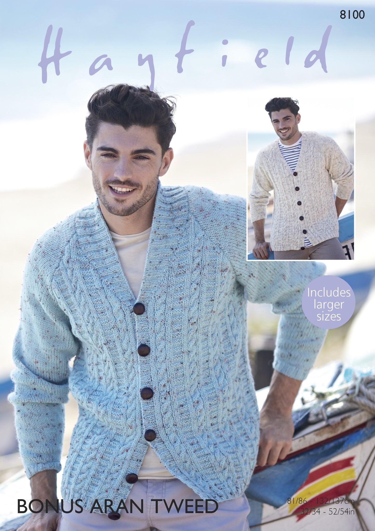 Knitting Pattern 8100 - Cardigans in Bonus Aran Tweed