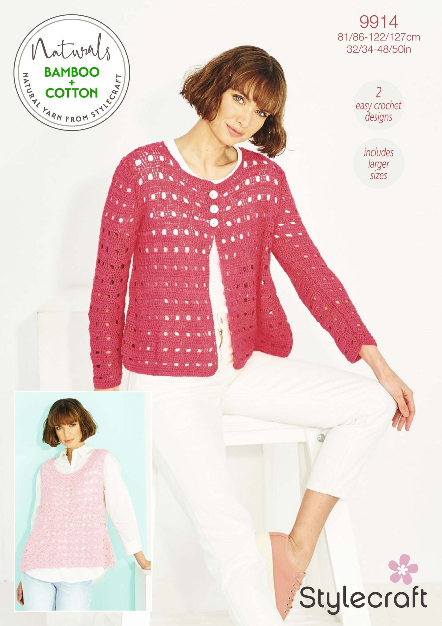 Crochet Pattern 9914 - Cardigan & Top In Bamboo & Cotton DK