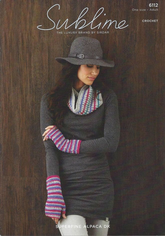 Crochet Pattern 6112 - Snood & Wristwarmers in Superfine Alpaca DK