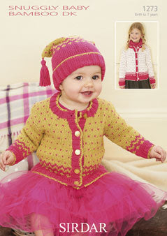 Knitting Pattern 1273 - Cardigan & Hat in Snuggly Baby Bamboo DK