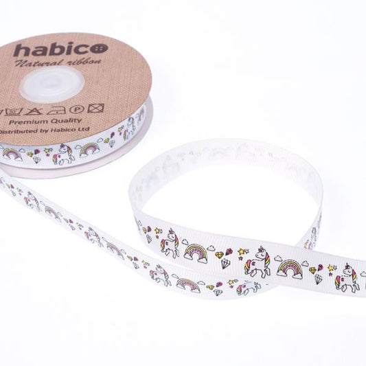Grosgrain Ribbon 15mm - Unicorn