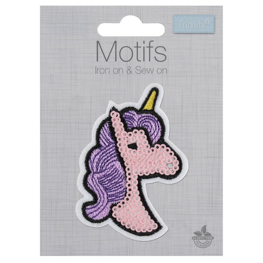 IRON ON & SEW ON MOTIF - Sequined Unicorn