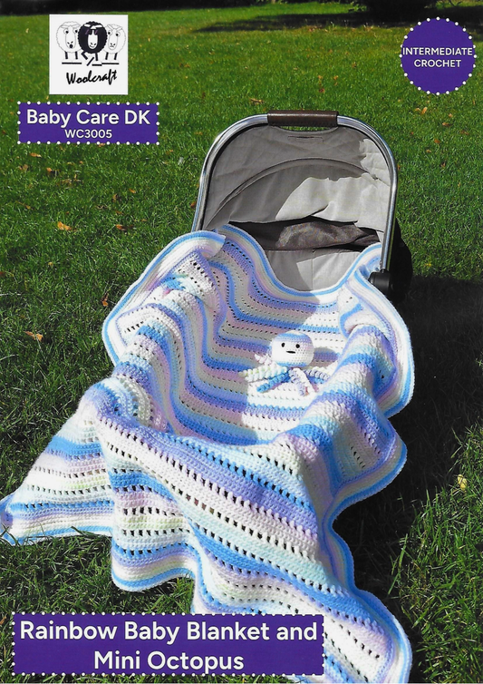 Knitting Pattern WC3005 - Rainbow Baby Blanket and Mini Octopus in Baby Care DK
