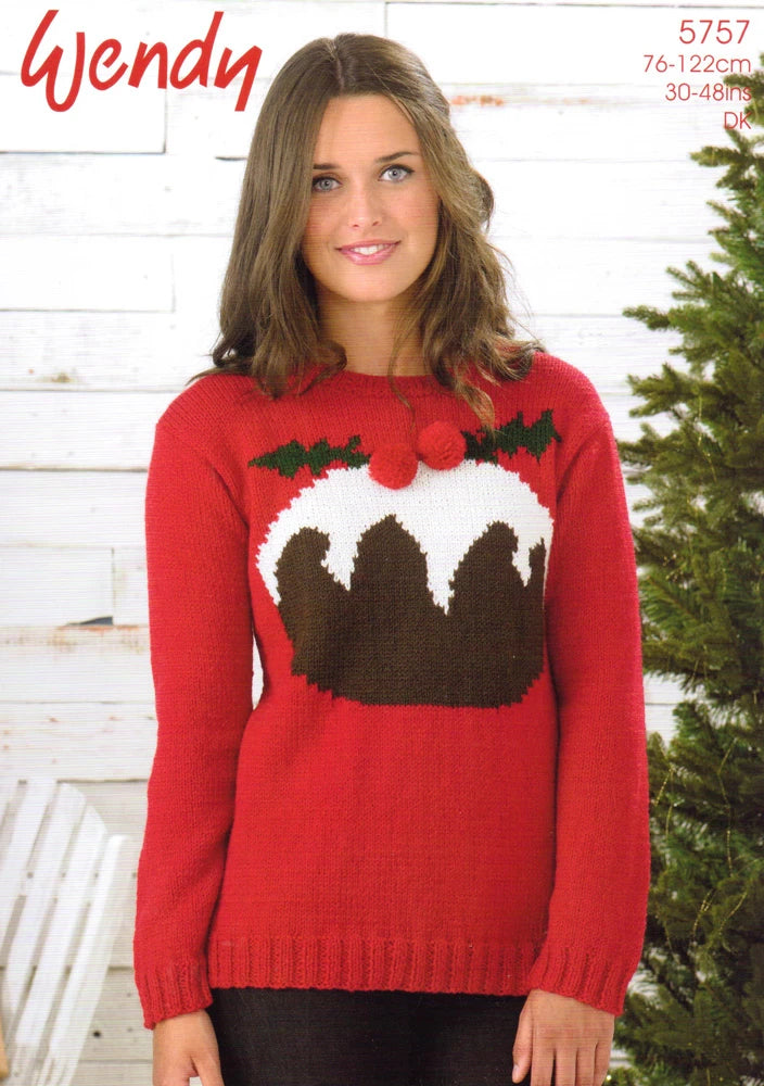 Knitting Pattern 5757 - Christmas Pudding Sweater in DK