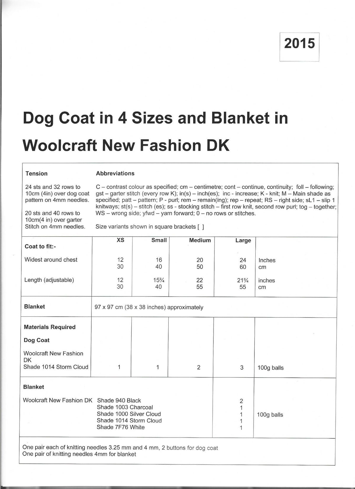 Knitting Pattern 2015 - Dog Coat & Blanket in DK