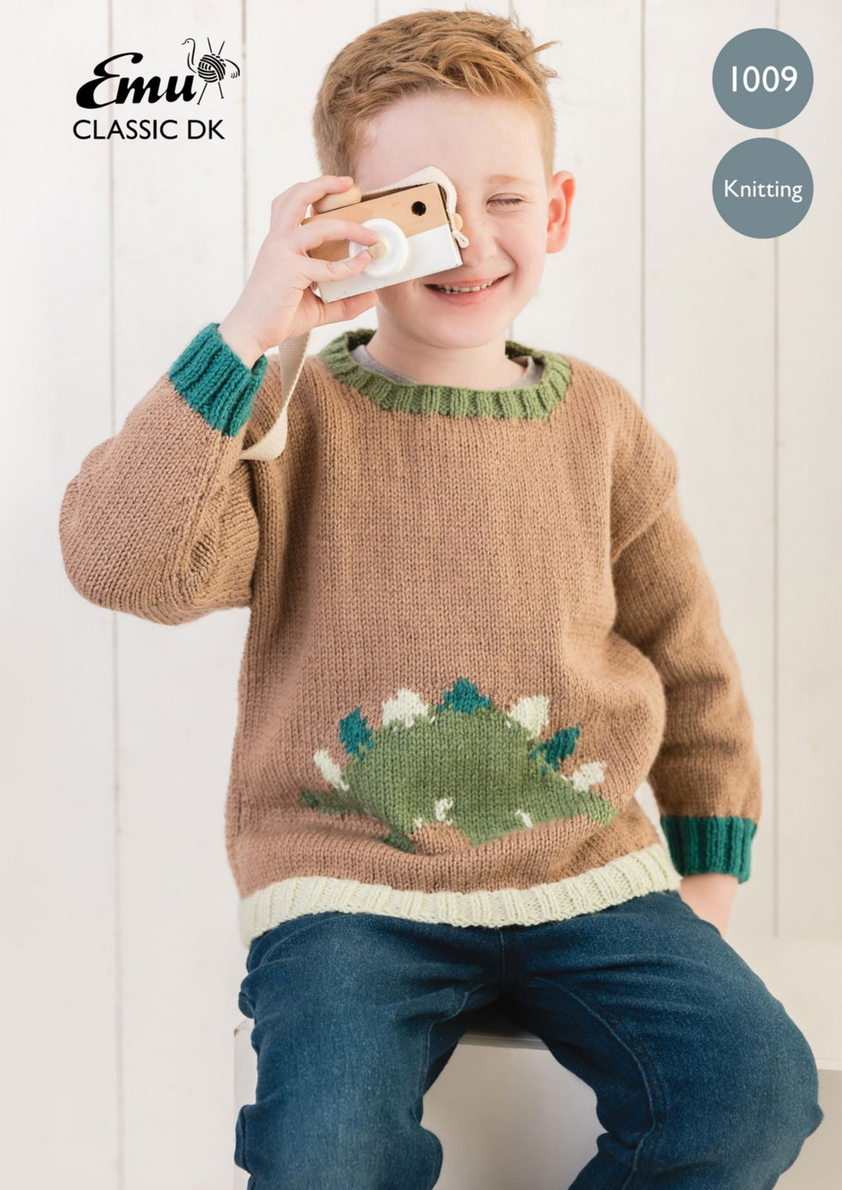 Knitting Pattern 1009 -  Child's Dinosaur Jumper In Emu Classic DK