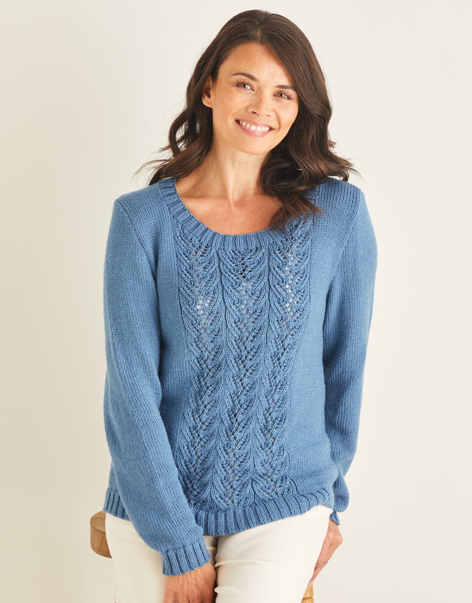 Knitting Pattern 10093 - LACE PANEL SWEATER IN SIRDAR NO 1 DK