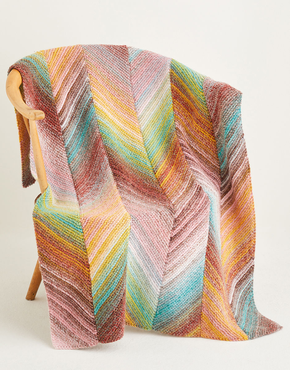 KNITTED BIAS BLANKET IN SIRDAR JEWELSPUN KIT