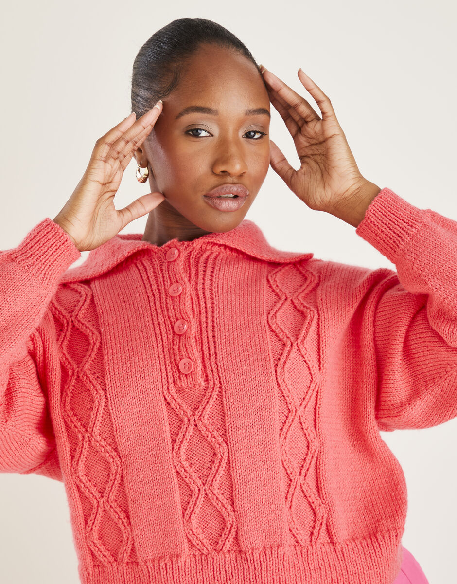 Knitting Pattern 10589 - COLLARED SWEATER IN HAYFIELD BONUS DK