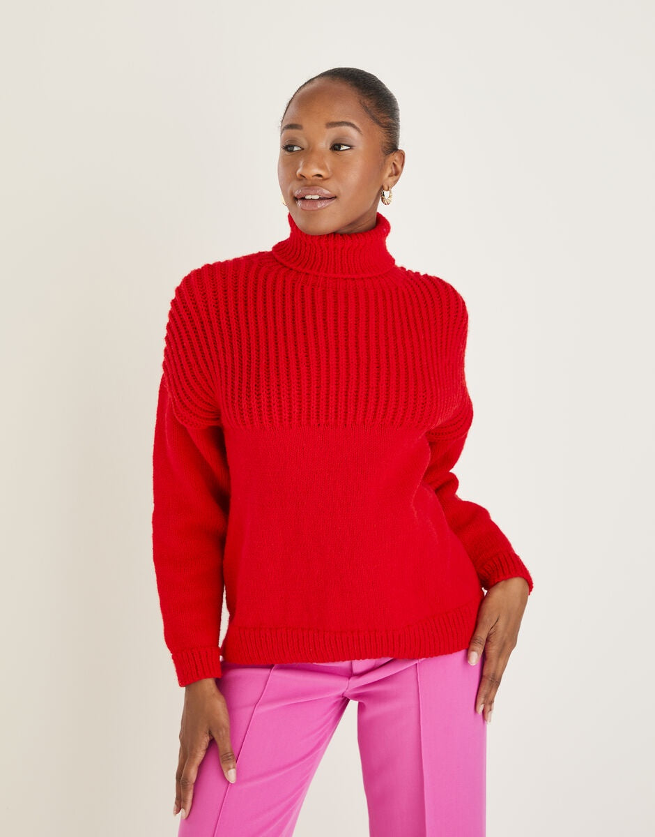 Knitting Pattern 10598 - ROLL NECK SWEATER IN HAYFIELD BONUS DK – Mavis ...