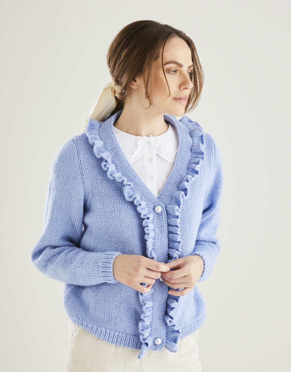 PDF - Knitting Pattern 10611 - CROPPED RUFFLE CARDIGAN IN HAYFIELD BONUS ARAN