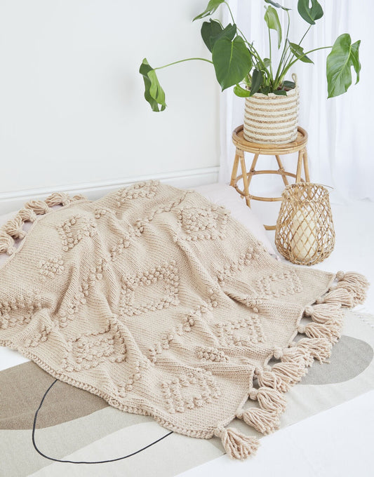 Knitting Pattern 10618 - DIAMOND TEXTURE BLANKET IN BONUS SUPER CHUNKY