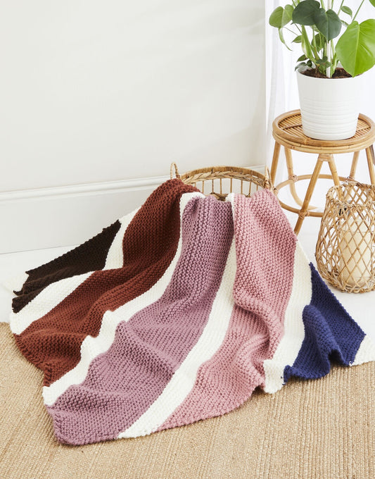 Knitting Pattern 10619 -  COSY STRIPED BLANKET IN BONUS SUPER CHUNKY