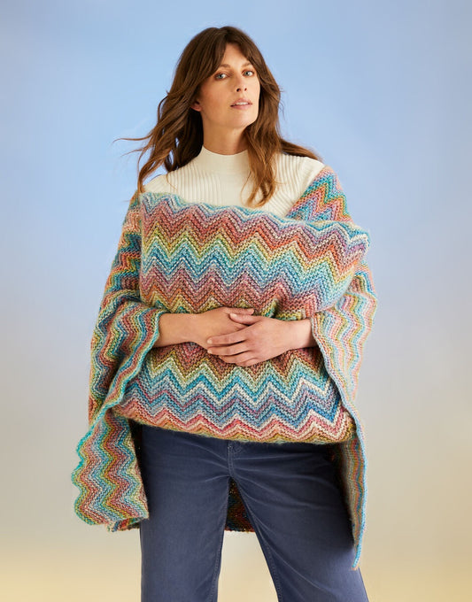 Knitting Pattern 10707 - RIPPLES BLANKET AND CUSHION IN SIRDAR JEWELSPUN WITH WOOL CHUNKY