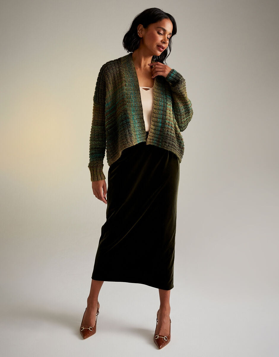 Knitting Pattern 10720 - EVERGREEN EDGE TO EDGE CARDIGAN IN SIRDAR JEWELSPUN ARAN