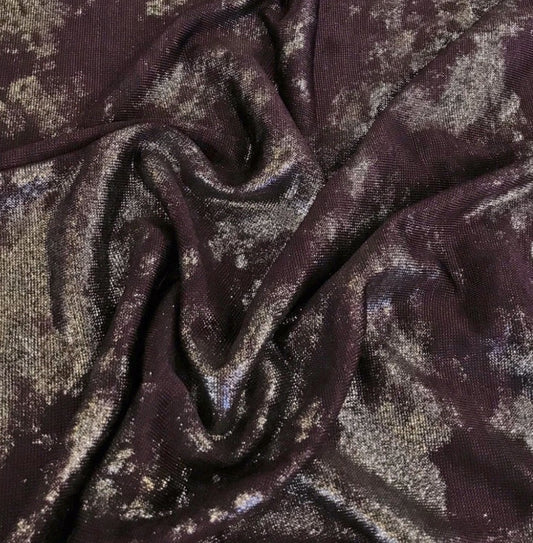 PURPLE AND SILVER SCATTERED FOIL KNIT FABRIC