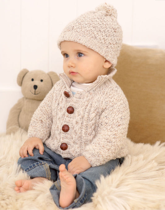 Knitting Pattern 1776 - BABY CABLED SWEATER, JACKETS & HAT IN SNUGGLY DK