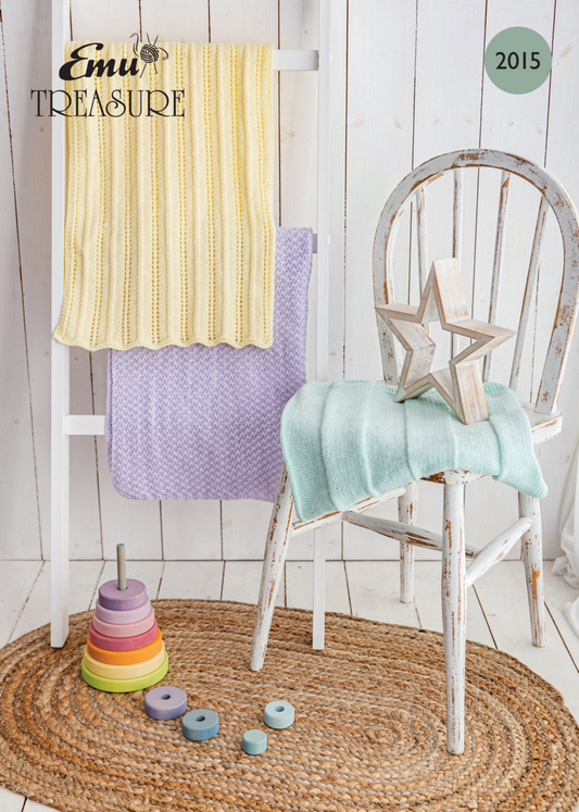 Knitting Pattern 2015 - Easy Knitted Baby Blankets In Treasure DK
