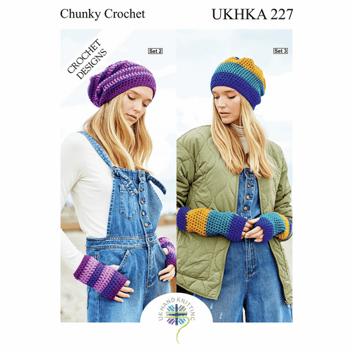 Crochet Pattern - UKHKA/227 - Hat & Mitts Super Chunky