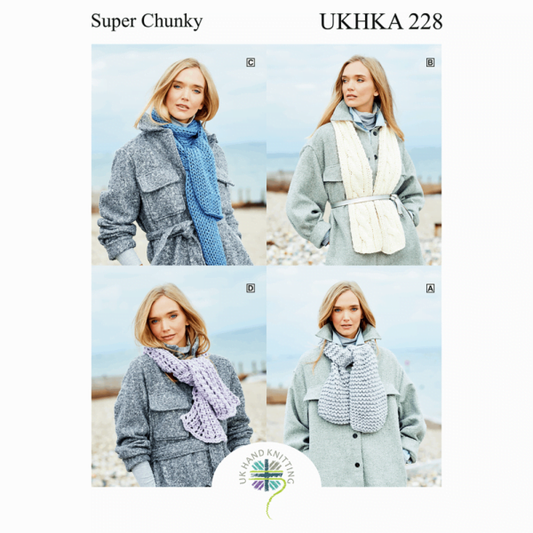 Knitting Pattern - UKHKA/228 - Scarves Super Chunky