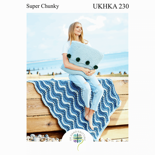 Knitting Pattern - UKHKA/230 - Throw & Cushion Super Chunky