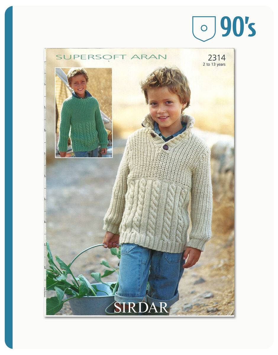 Knitting Pattern 2314 - 90'S CHILDREN'S SWEATER OR TOP IN SUPERSOFT ARAN