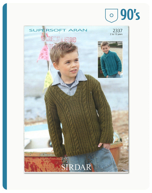 Knitting Pattern 2337 -  90'S CHILDREN'S SWEATER OR TOP IN SUPERSOFT ARAN