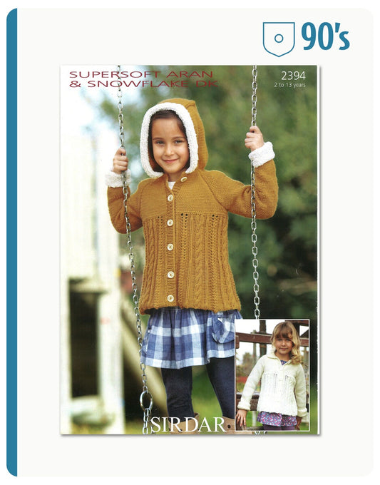 Knitting Pattern 2394 -  90'S CHILDREN'S JACKET OR COAT IN SUPERSOFT ARAN