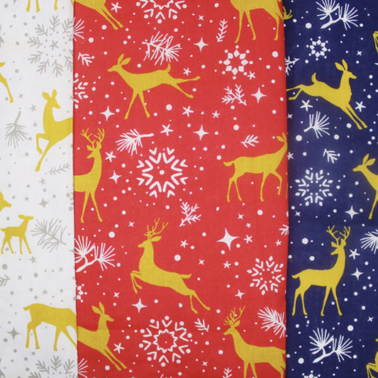 PRANCING REINDEERS POLYCOTTON - Choice of 3 Colours
