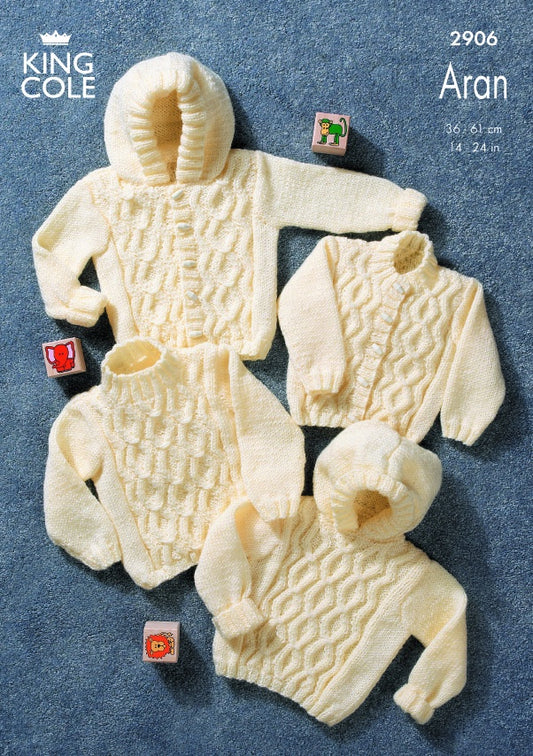 Knitting Pattern 2906 - Sweaters and Jackets Knitted in Big Value Aran