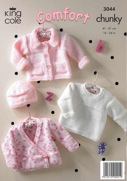 Knitting Pattern  3044 - Jacket, Sweater, Cross Over Cardigan & Hat - CHUNKY